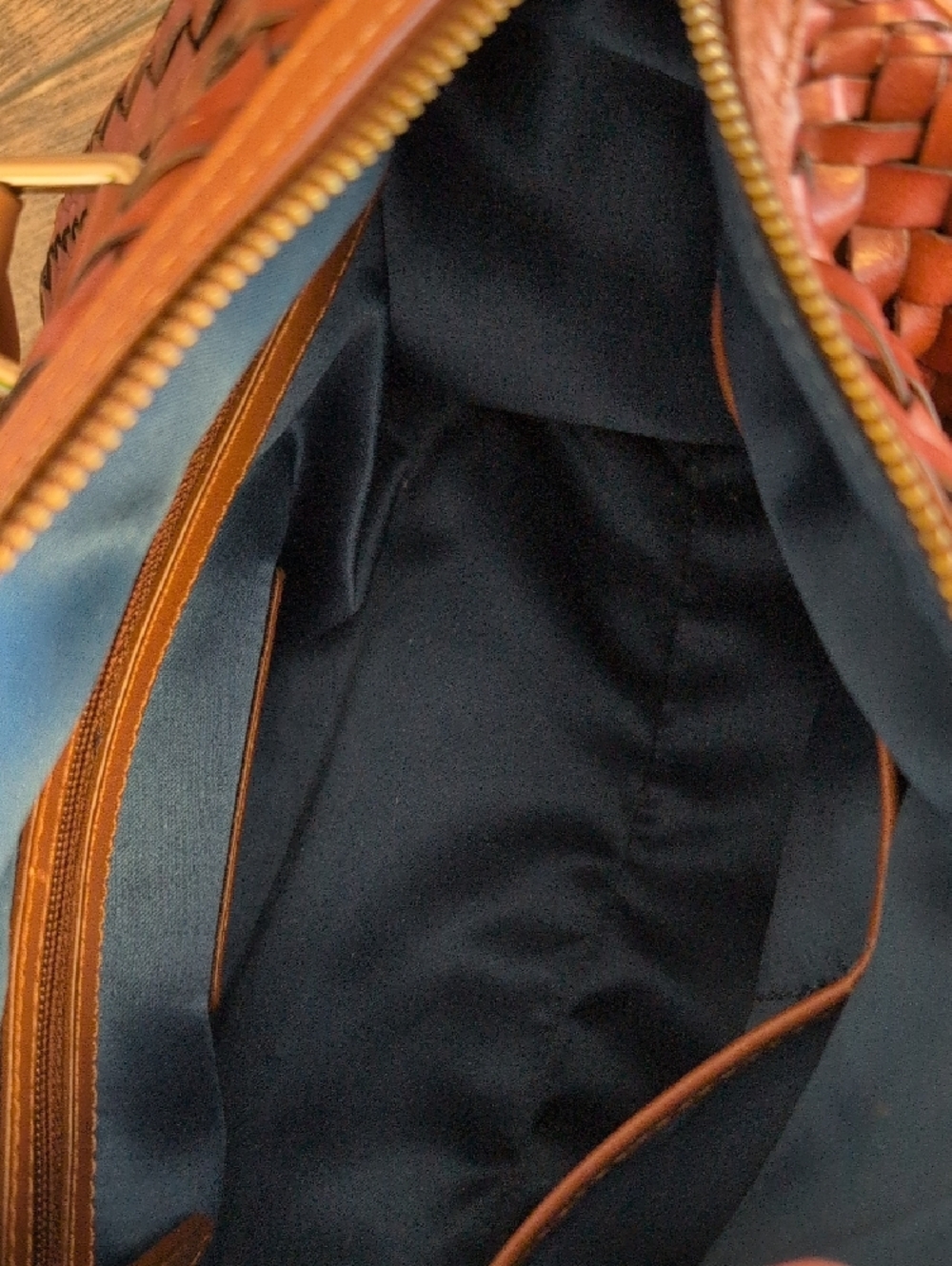 Cole Haan Woven Leather Satchel Boston Handbag M354 - Picture 10 of 15